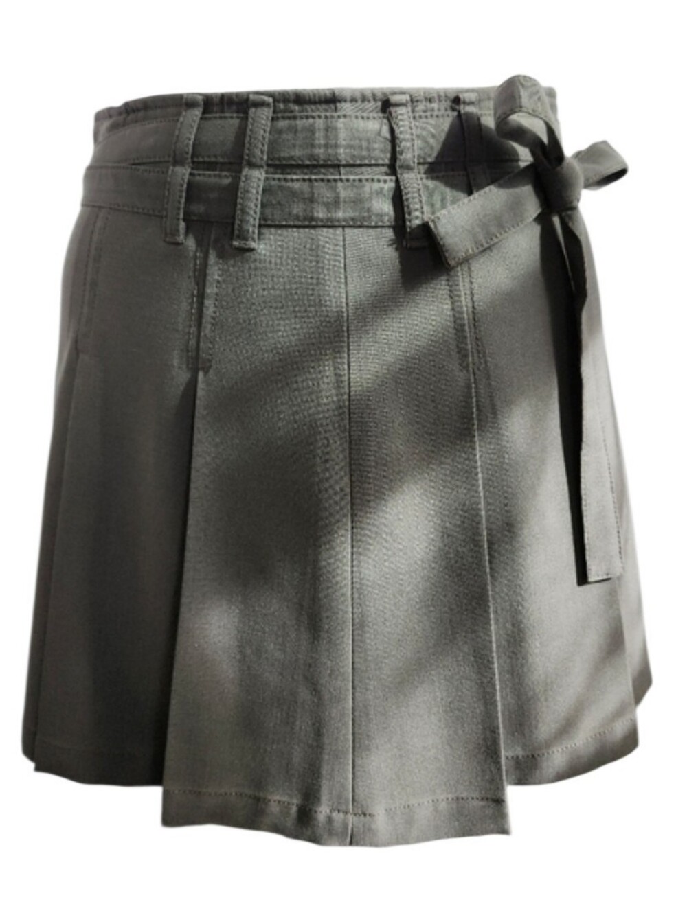 H&M Olive Green Double Belted Mini Skirt 6 Y2K Military Utility Wool Blend